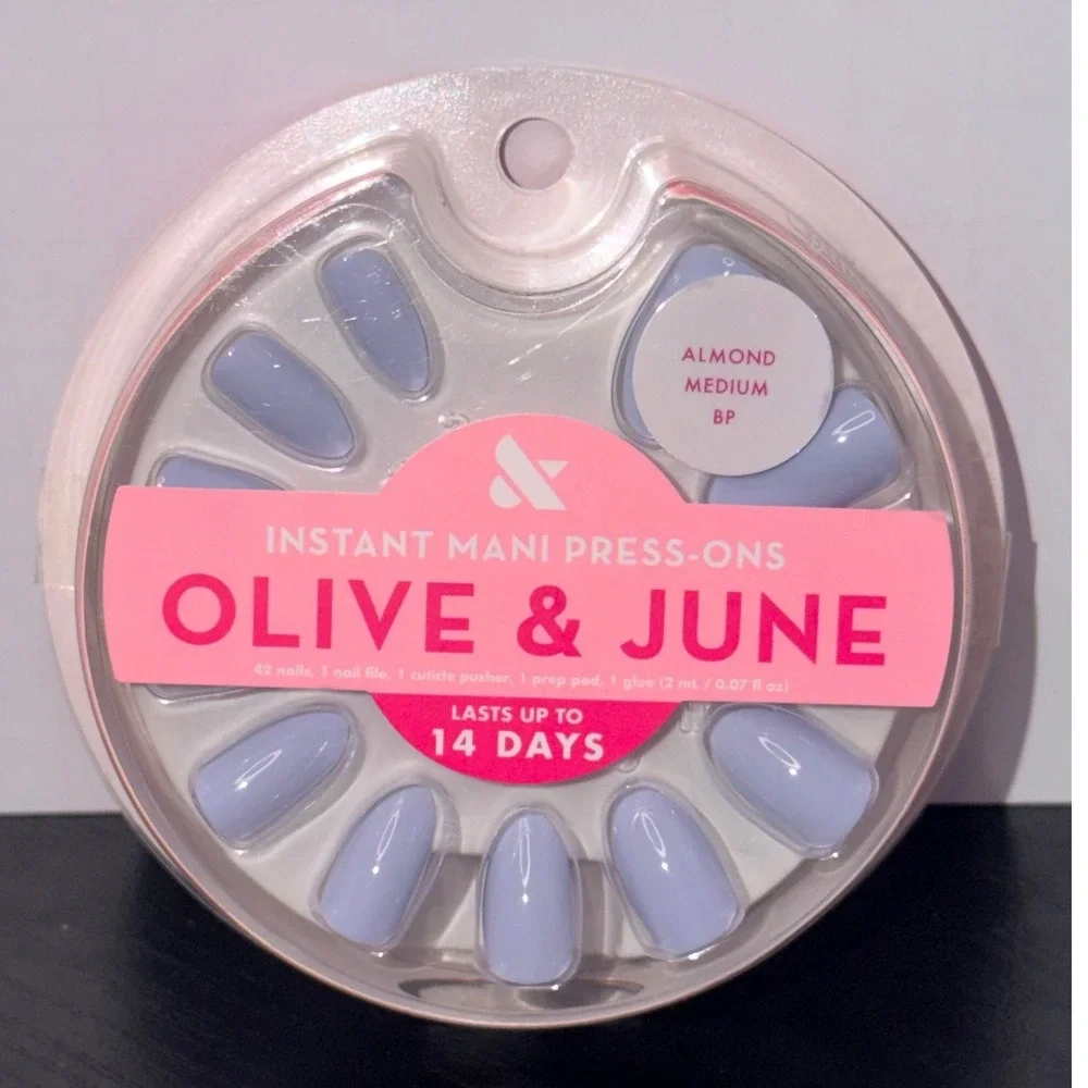 Olive & June Instant Mani Press-On Nails BP Periwinkle Blue Almond Medium 42ct